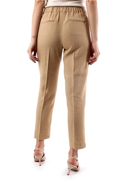 PANTALONI CHINO IN MISTO LINO DONNA BEIGE