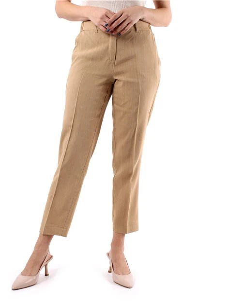 PANTALONI CHINO IN MISTO LINO DONNA BEIGE