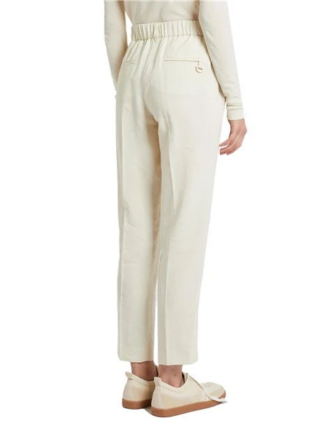 PANTALONI CHINO IN MISTO LINO DONNA BIANCO