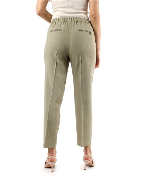 PANTALONI CHINO IN MISTO LINO DONNA VERDE