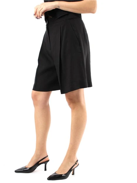 SHORTS MONOCHROME IN MISTO LINO DONNA NERO