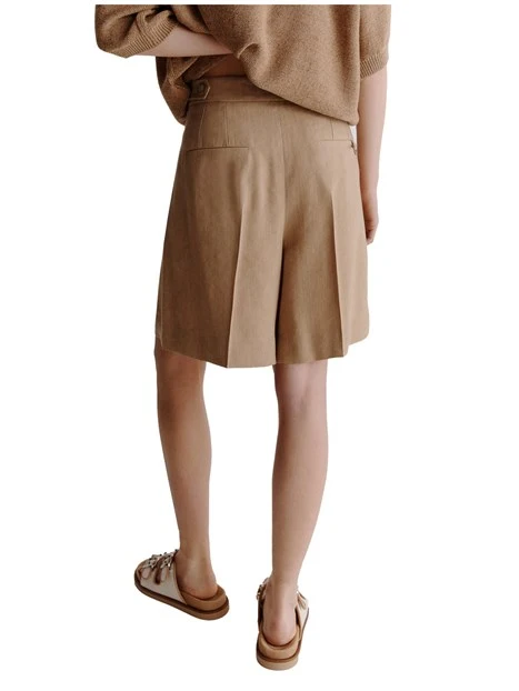 SHORTS MONOCHROME IN MISTO LINO DONNA BEIGE