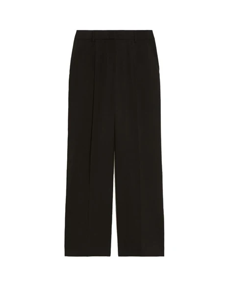 PANTALONI PALAZZO IN TELA DI LANA DONNA NERO