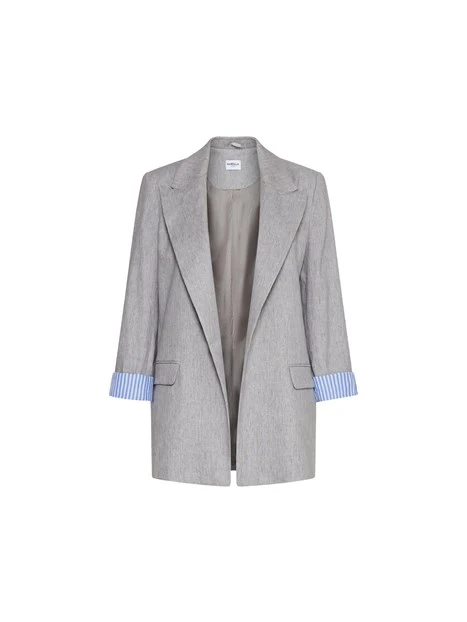 GIACCA BLAZER IN MISTO LINO DONNA GRIGIO