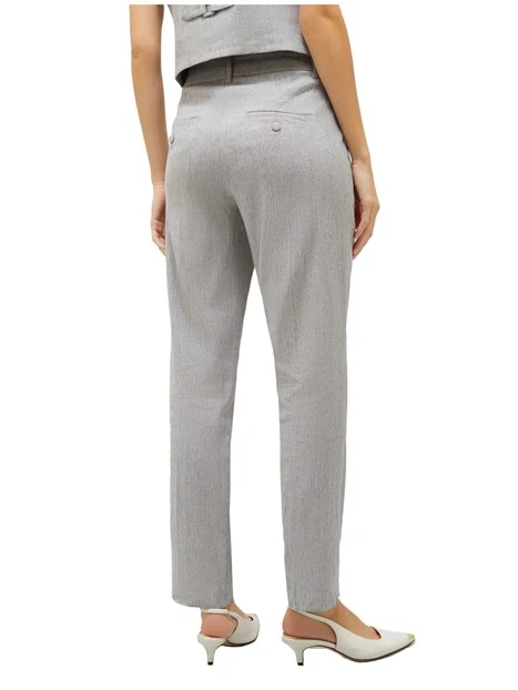 PANTALONI CHINO IN TELA DIAGONALE DI LINO E COTONE DONNA GRIGIO