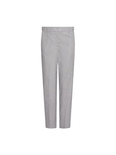 PANTALONI CHINO IN TELA DIAGONALE DI LINO E COTONE DONNA GRIGIO