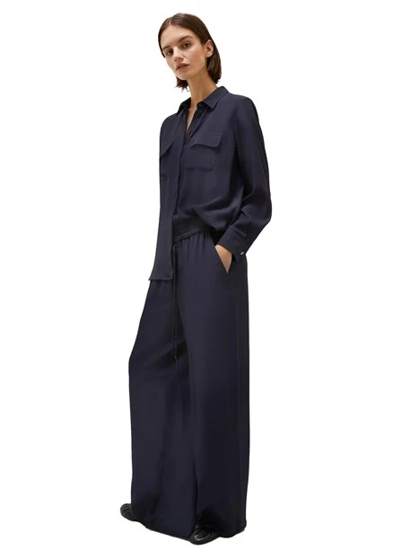 PANTALONI PALAZZO IN CRÊPE OCN COULISSE IN VITA DONNA BLU