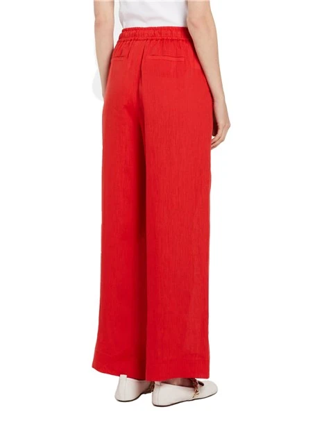 PANTALONI PALAZZO CON COULISSE IN LINO DONNA ROSSO