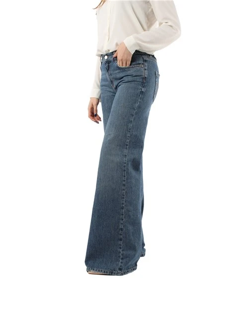 JEANS PALAZZO IN PURO COTONE DONNA BLU