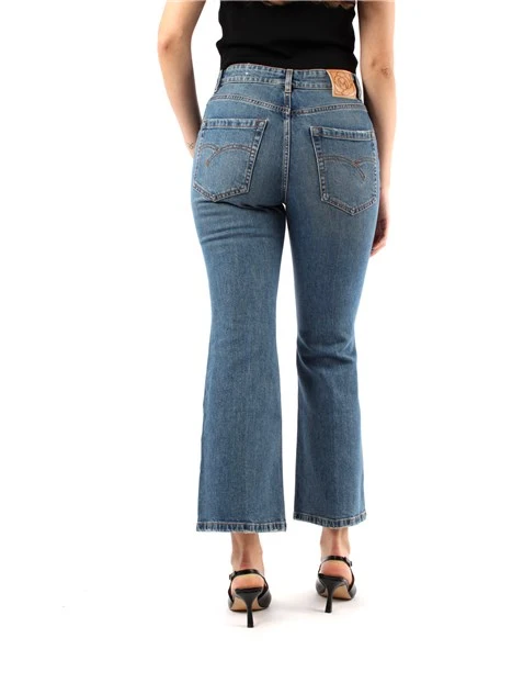 JEANS CROPPED A TROMBETTA IN DENIM STRETCH DONNA BLU