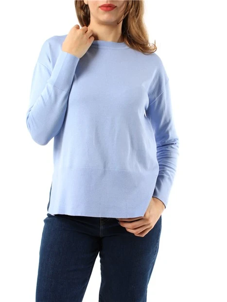 MAGLIA GIROCOLLO IN FILATO DI VISCOSA DONNA AZZURRO