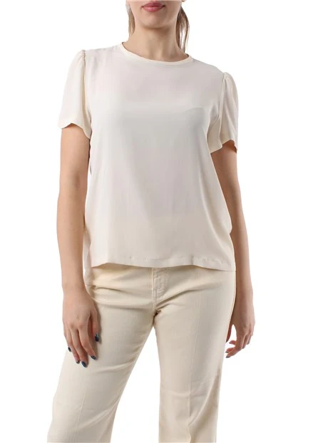 BLUSA MANICHE CORTE BIANCO BURRO