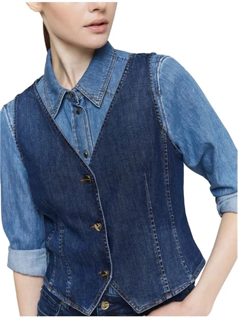 GILET DI JEANS SFIANCATO DONNA BLU