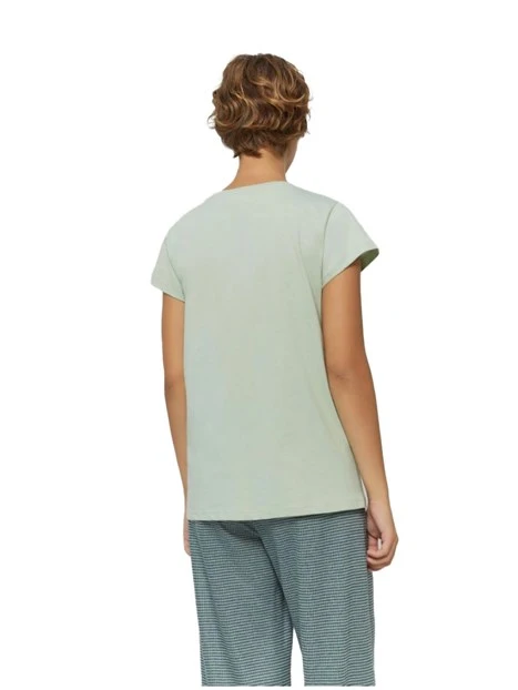 T-SHIRT A MANICA CORTA CON RICAMO DONNA VERDE