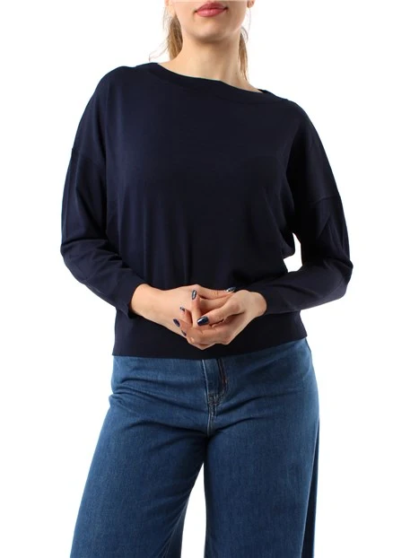 MAGLIA GIRCOLLO OVER IN CRÊPE DONNA BLU