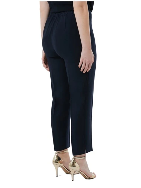 PANTALONI A SIGARETTA IN CRÊPE ENVERS SATIN DONNA BLU