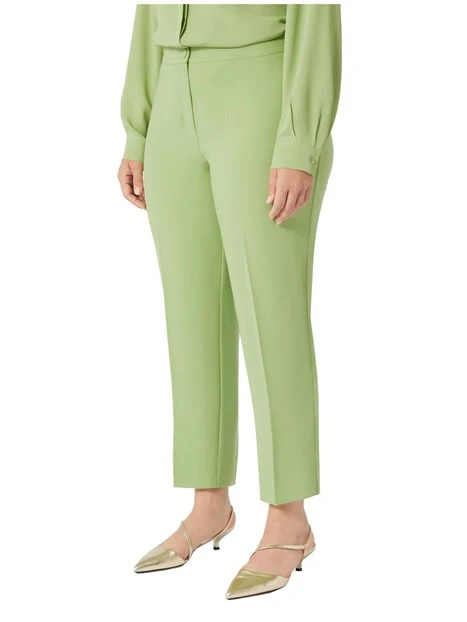 PANTALONI A SIGARETTA IN CRÊPE ENVERS SATIN DONNA VERDE