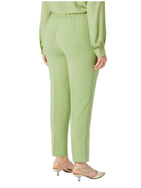 PANTALONI A SIGARETTA IN CRÊPE ENVERS SATIN DONNA VERDE