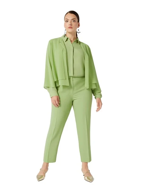 PANTALONI A SIGARETTA IN CRÊPE ENVERS SATIN DONNA VERDE