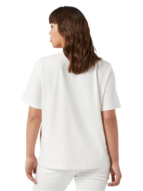 T-SHIRT MANICA CORTA CON STAMPA FLOREALE DONNA BIANCO ROSSO