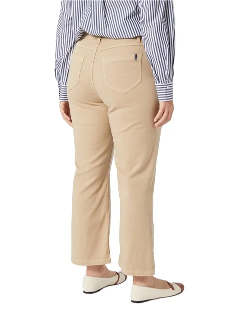 PANTALONI A ZAMPA IN BULL DI COTONE DONNA BEIGE