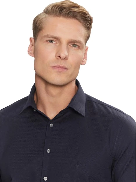 CAMICIA SLIM FIT UOMO BLU NOTTE