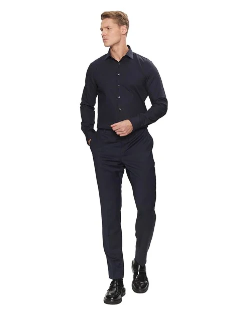 CAMICIA SLIM FIT UOMO BLU NOTTE