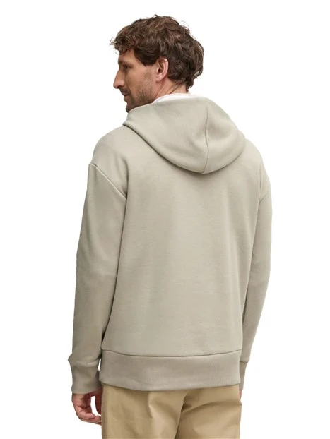 FELPA CON CAPPUCCIO E MEZZA ZIP UOMO BEIGE