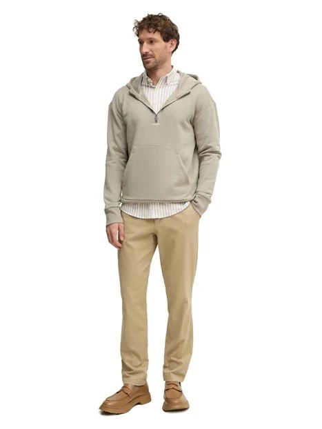 FELPA CON CAPPUCCIO E MEZZA ZIP UOMO BEIGE