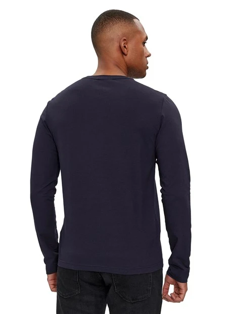 T-SHIRT MANICA LUNGA IN COTONE UOMO BLU NOTTE