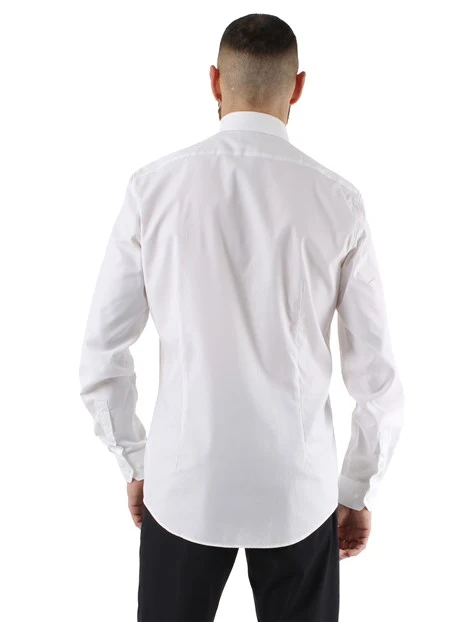 CAMICIA  SLIM FIT IN COTONE JACQUARD UOMO BIANCO