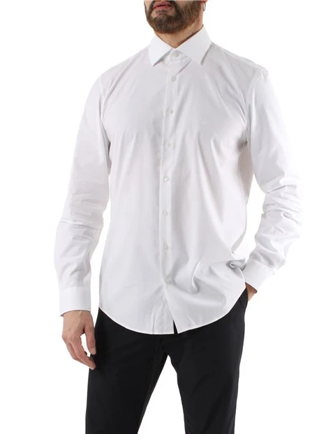 CAMICIA  SLIM FIT IN COTONE JACQUARD UOMO BIANCO