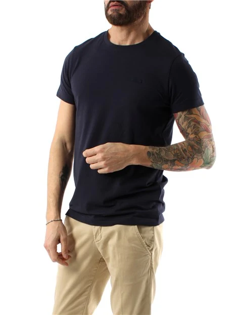 T-SHIRT MANICA CORTA SLIM IN COTONE ELASTICIZZATO UOMO BLU