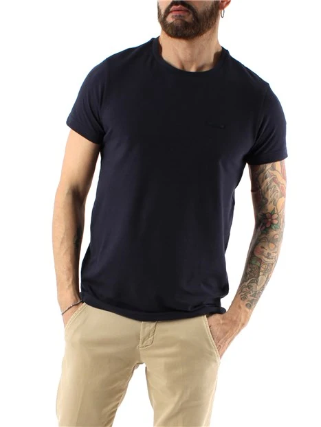 T-SHIRT MANICA CORTA SLIM IN COTONE ELASTICIZZATO UOMO BLU