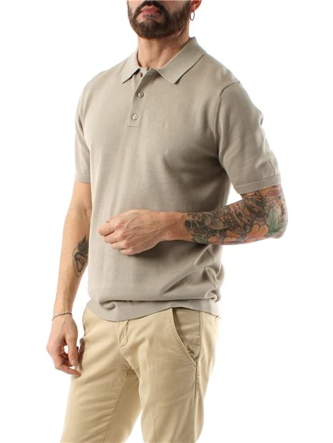 POLO MANICA CORTA IN COTONE UOMO BEIGE