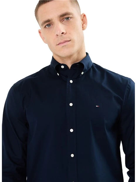 CAMICIA FLEX IN POPELINE DI COTONE UOMO BLU NOTTE