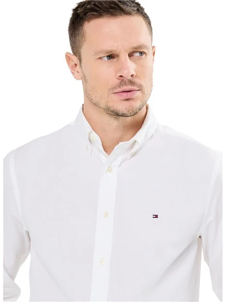 CAMICIA FLEX IN POPELINE DI COTONE UOMO BIANCO