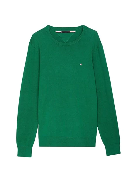 MAGLIA GIROCOLLO IN PURO COTONE CON BANDIERINA UOMO VERDE