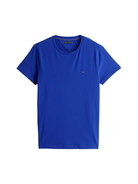 T-SHIRT MANICA CORTA SLIM FIT CON BANDIERINA RICAMATA UOMO BLU WEDGE