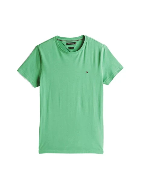 T-SHIRT MANICA CORTA SLIM FIT CON BANDIERINA RICAMATA UOMO VERDE