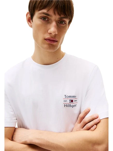 T-SHIRT CON LOGO SUL PETTO IN PURO COTONE UOMO BIANCO