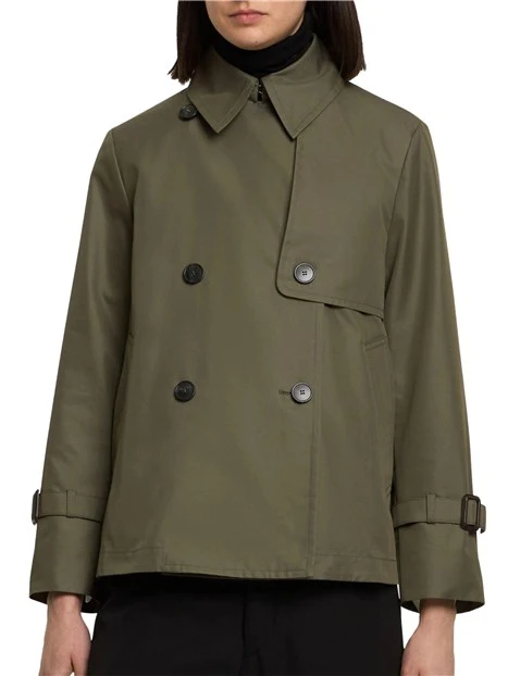 TRENCH CORTO ANTIGOCCIA DONNA VERDE