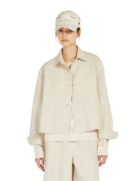 GIACCA CORTA IN CANVAS DI COTONE DONNA BEIGE