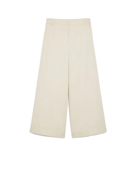 PANTALONI PALAZZO IN DRILL DI COTONE DONNA BEIGE