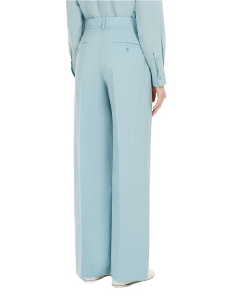 PANTALONI PALAZZO IN TELA DI LANA DONNA CELESTE