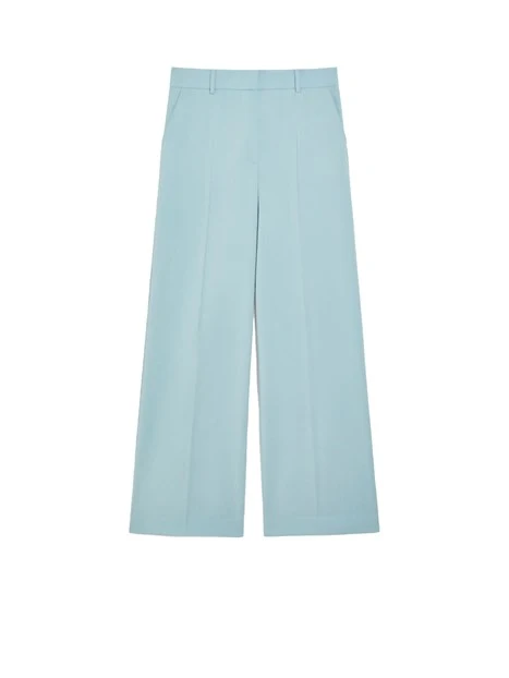 PANTALONI PALAZZO IN TELA DI LANA DONNA CELESTE