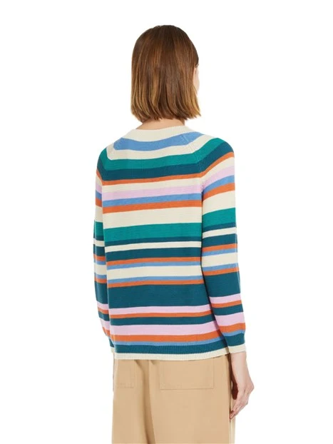 MAGLIA GIROCOLLO A RIGHE IN FILATO DI COTONE DONNA MULTICOLORE