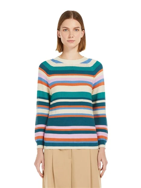 MAGLIA GIROCOLLO A RIGHE IN FILATO DI COTONE DONNA MULTICOLORE