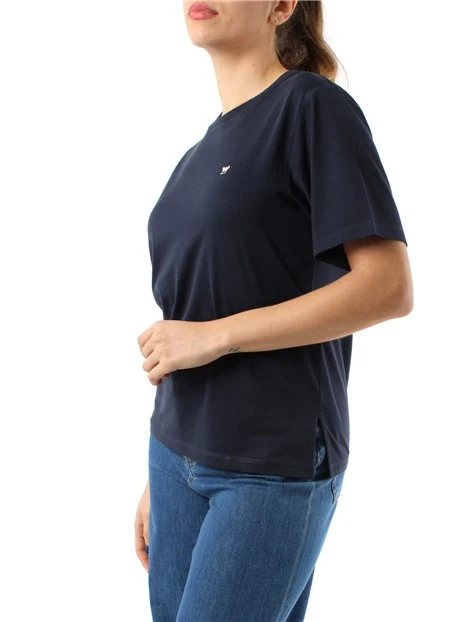 T-SHIRT GIROCOLLO IN JERSEY DI PURO COTONE DONNA BLU