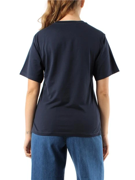 T-SHIRT GIROCOLLO IN JERSEY DI PURO COTONE DONNA BLU